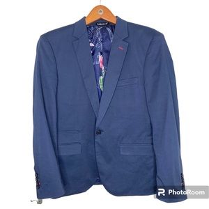 Barabas Navy Blazer XL 44R Single Button Cotton Spandex Blend, Surgeon Cuffs